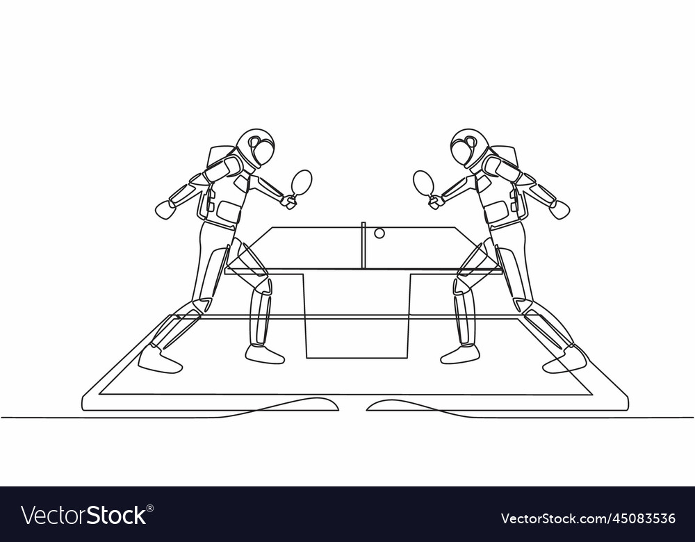 Single continuous line of drawing table tennis Vector Image