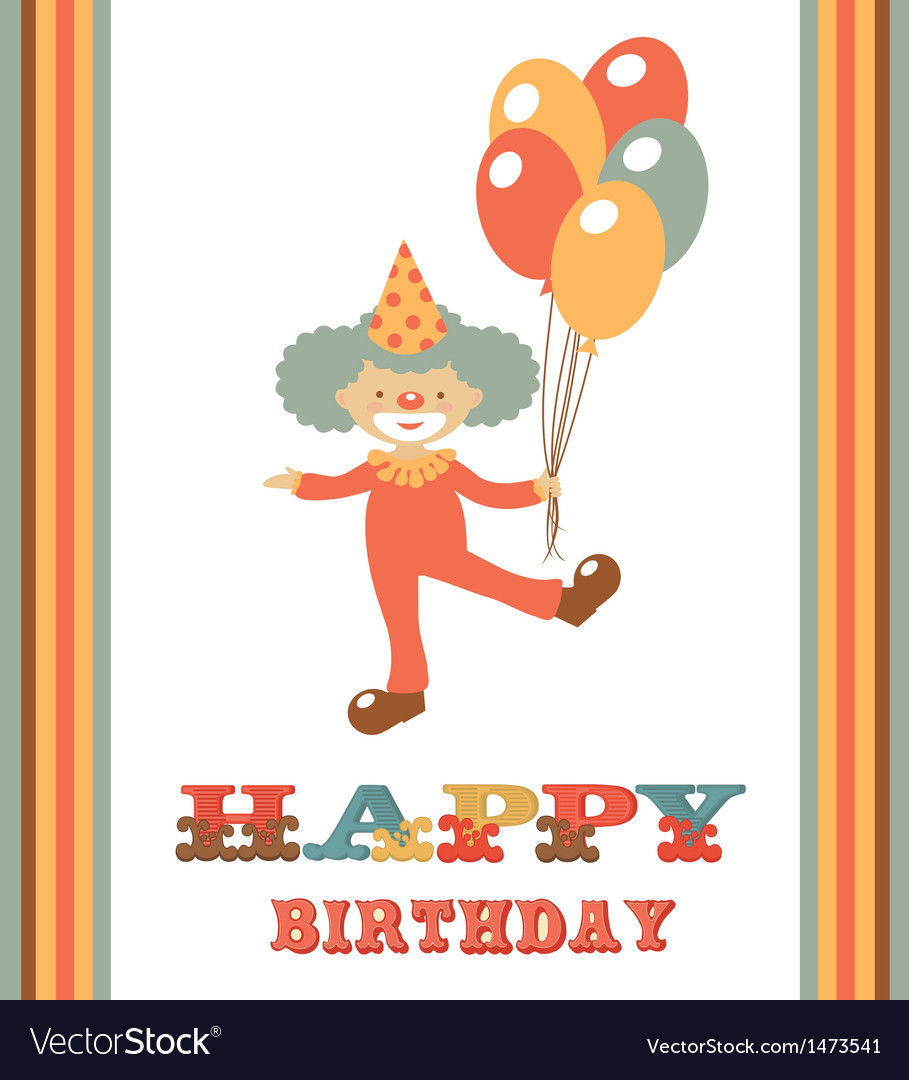 CLOWN BIRTHDAY CARD Royalty Free Vector Image - VectorStock