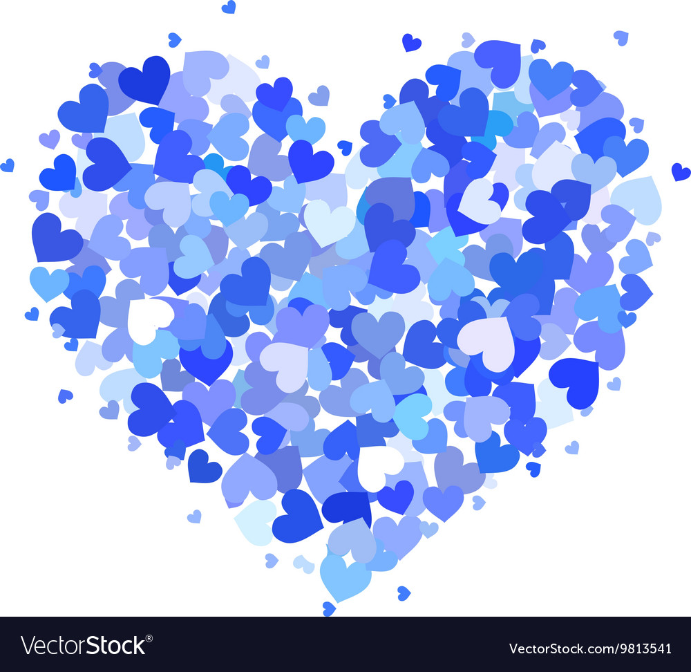 heart made up of little blue hearts isolated on vector image bluehearts