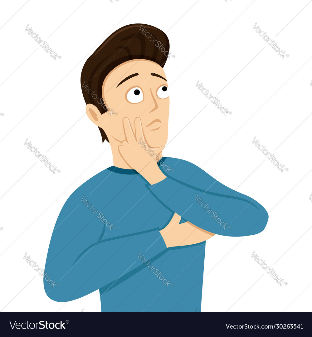 Pensive man looks up Royalty Free Vector Image