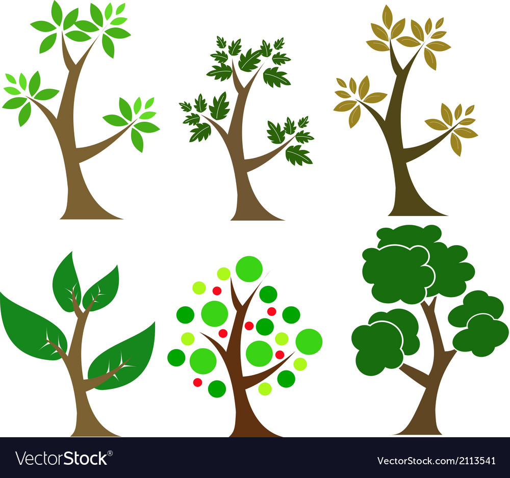 Trees collection Royalty Free Vector Image - VectorStock