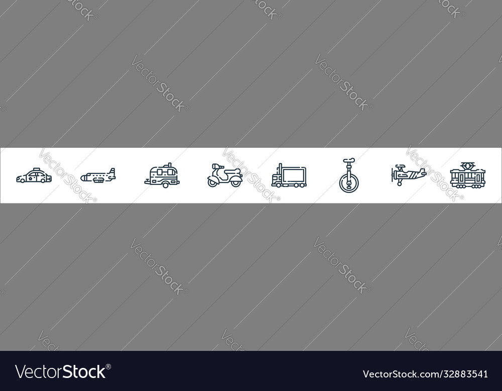 Fahrzeuge transportieren Liniensymbole lineare eingestellte Qualität