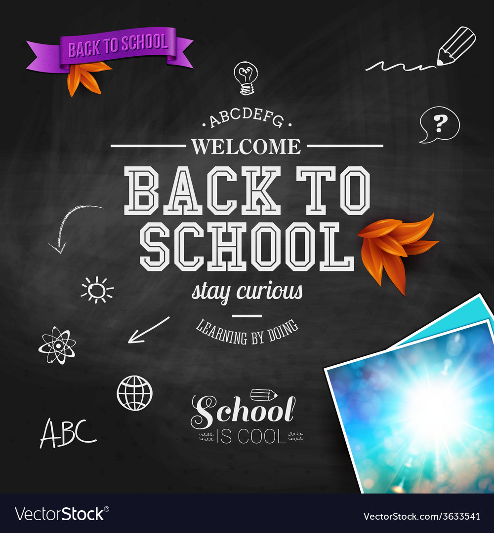 Vintage back to school card wooden background Vector Image