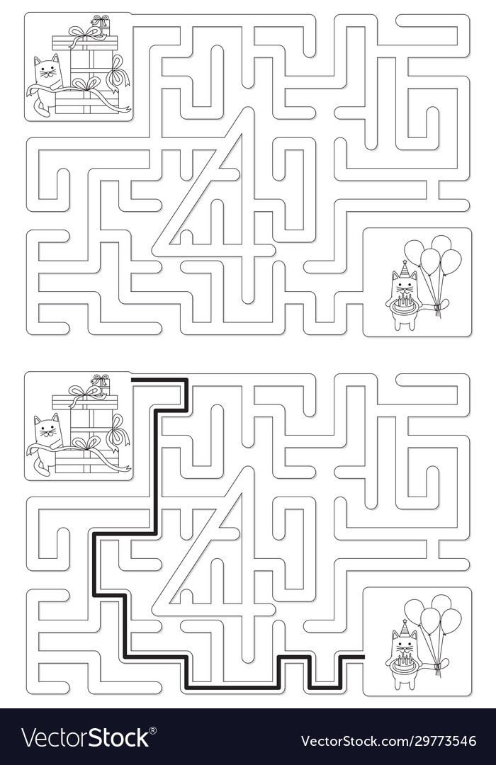 Easy cat maze - learning number 4