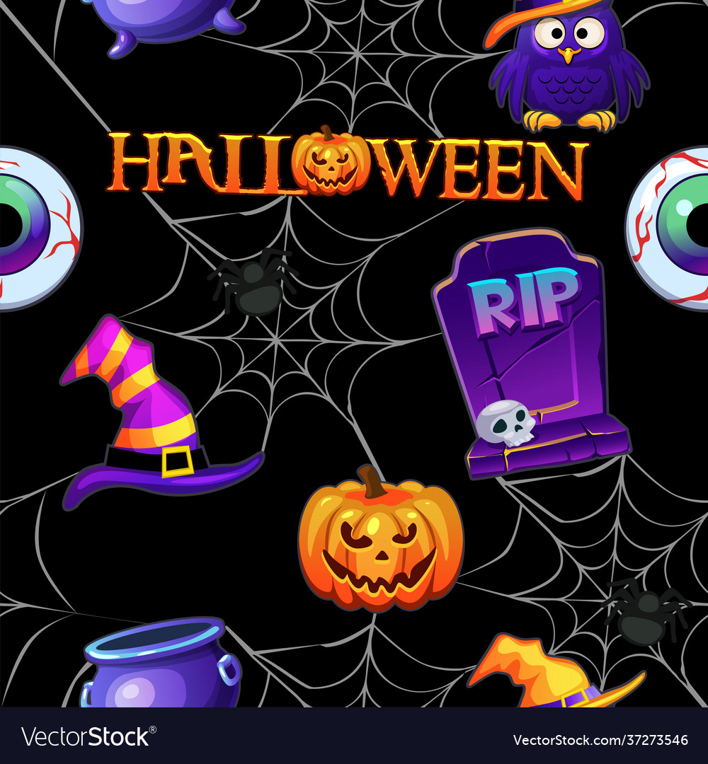 Halloween seamless pattern black scary background vector image Halloween seamless pattern black scary background