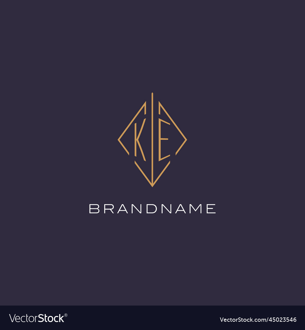 Initial letter ke logo monogram with diamond Vector Image