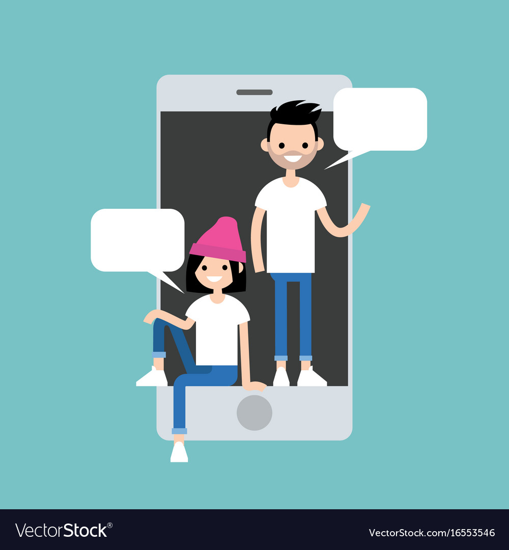 Mobile messenger concept millennial friends