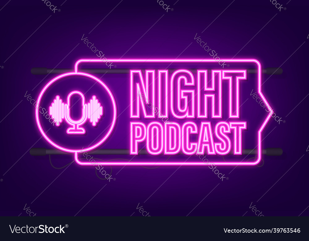 Night podcast neon icon symbol in flat