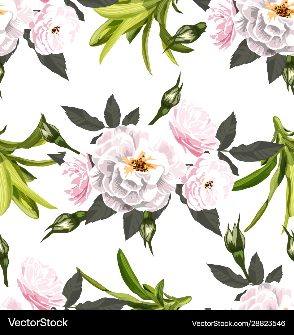 Rose seamless pattern Royalty Free Vector Image