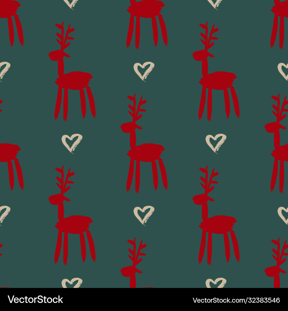 Seamless brush pattern with deers Royalty Free Vector Image