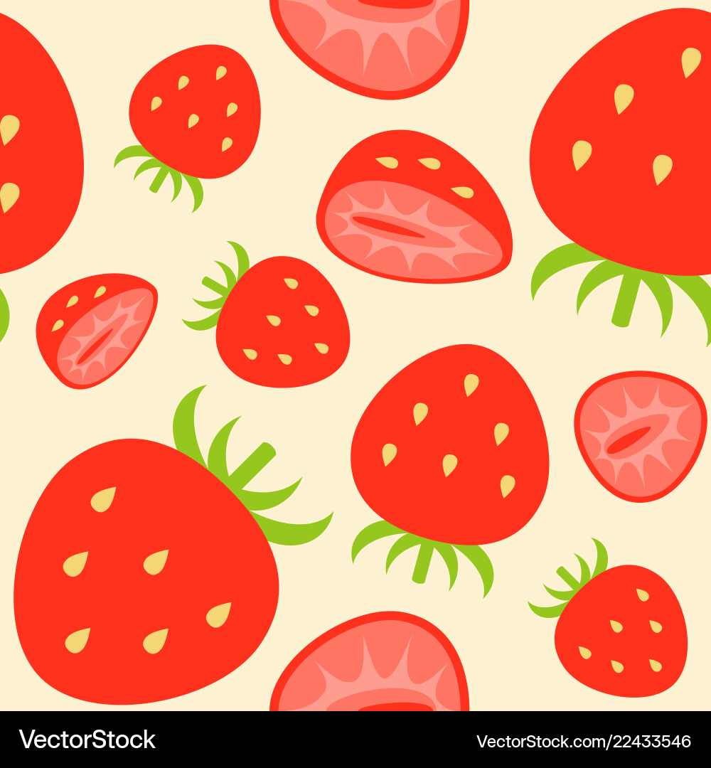 Strawberries seamless pattern flat design summer Vector Image
