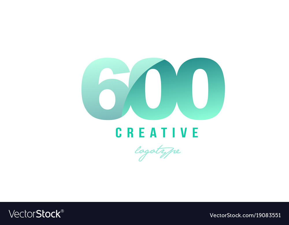 600 green pastel gradient number numeral digit