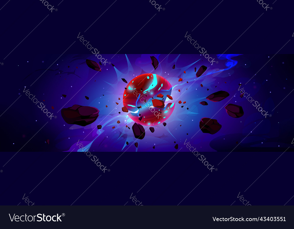 Alien explode in space futuristic landscape