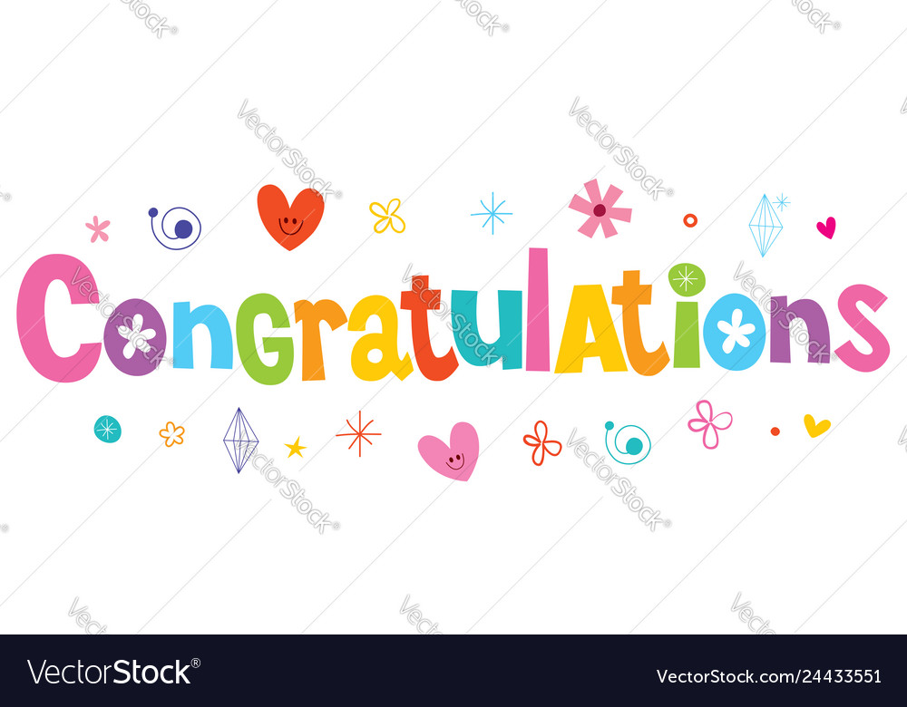 Congratulations lettering decorative text Vector Image