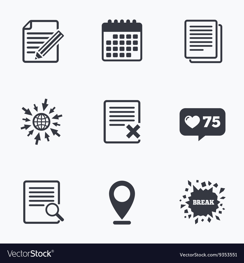 Document icons search delete and edit file Vector Image