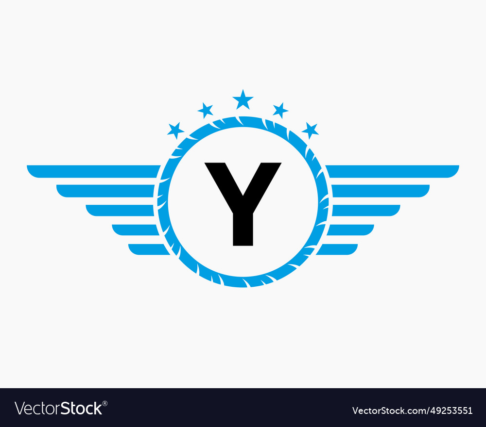 Initial wing logo on letter y for transportation