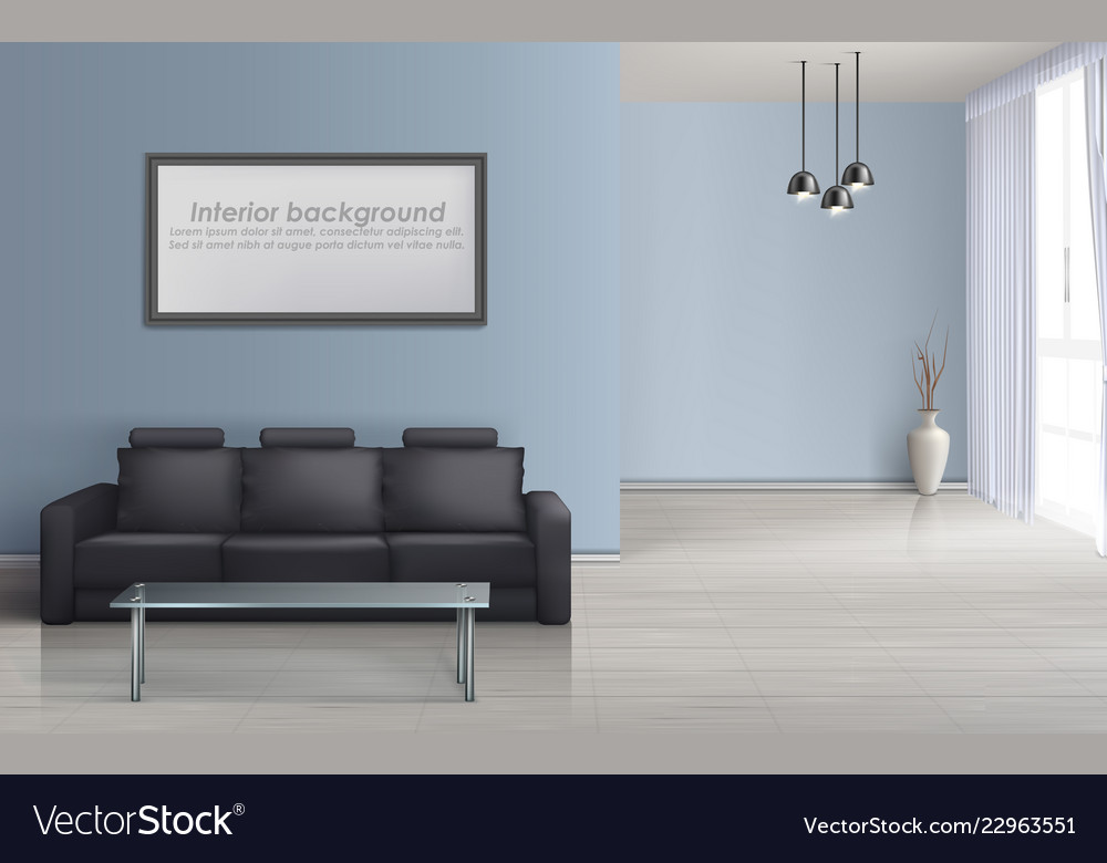 Interior Mockup Living Room With Sofa Royalty Free Vector