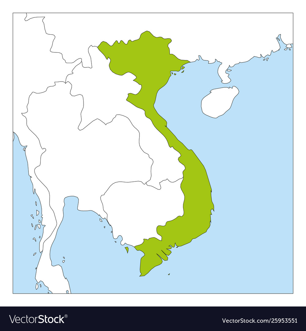 Map vietnam green highlighted with neighbor Vector Image