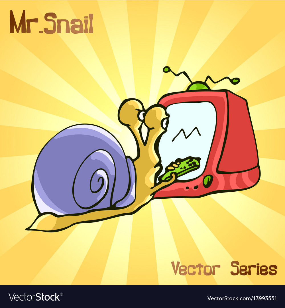 Mr snail with tv Royalty Free Vector Image - VectorStock