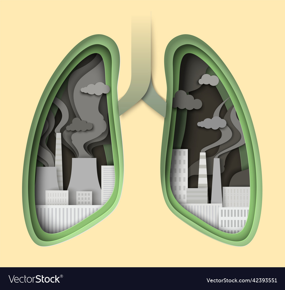 Paper lungs design air pollution concept Vector Image