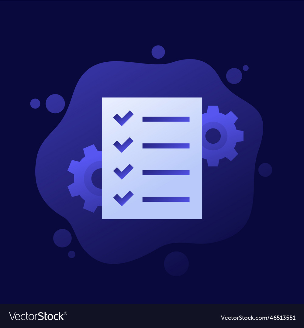 Procedures and operations icon with checklist Vector Image