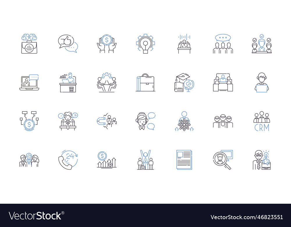 Professional growth line icons collection Vector Image