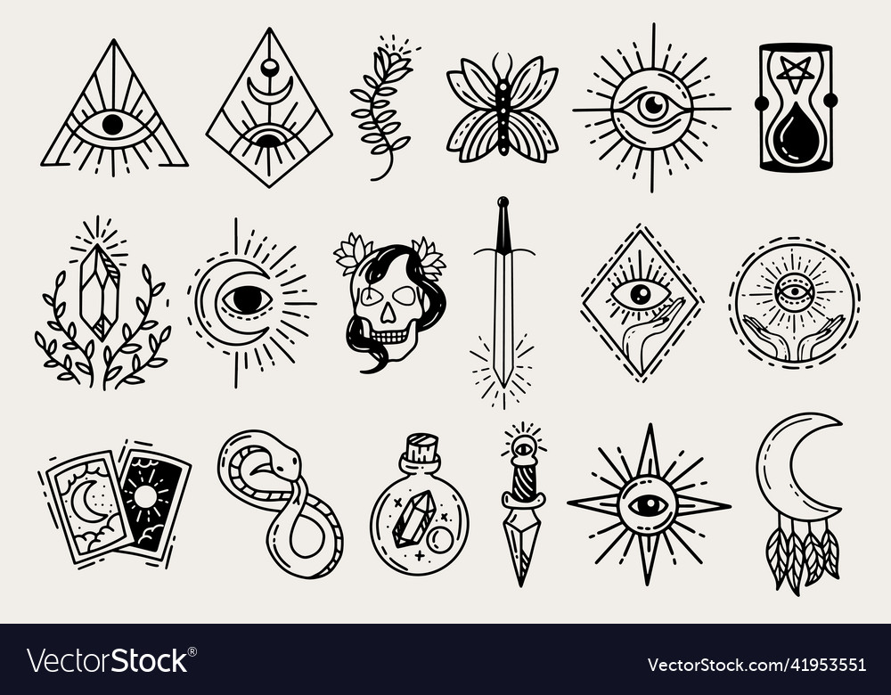 Set collection mystical celestial clipart symbol Vector Image