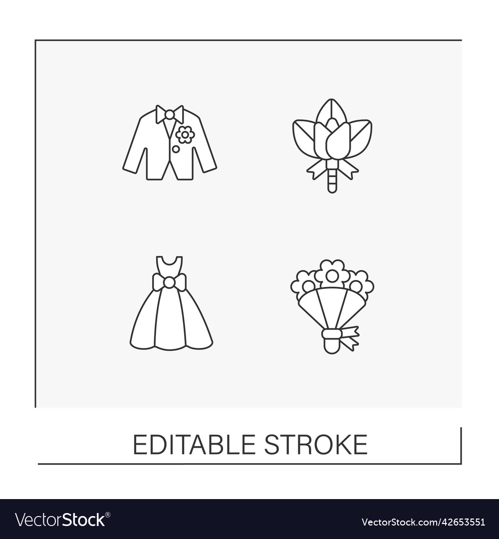 Hochzeit Linie Icons Set