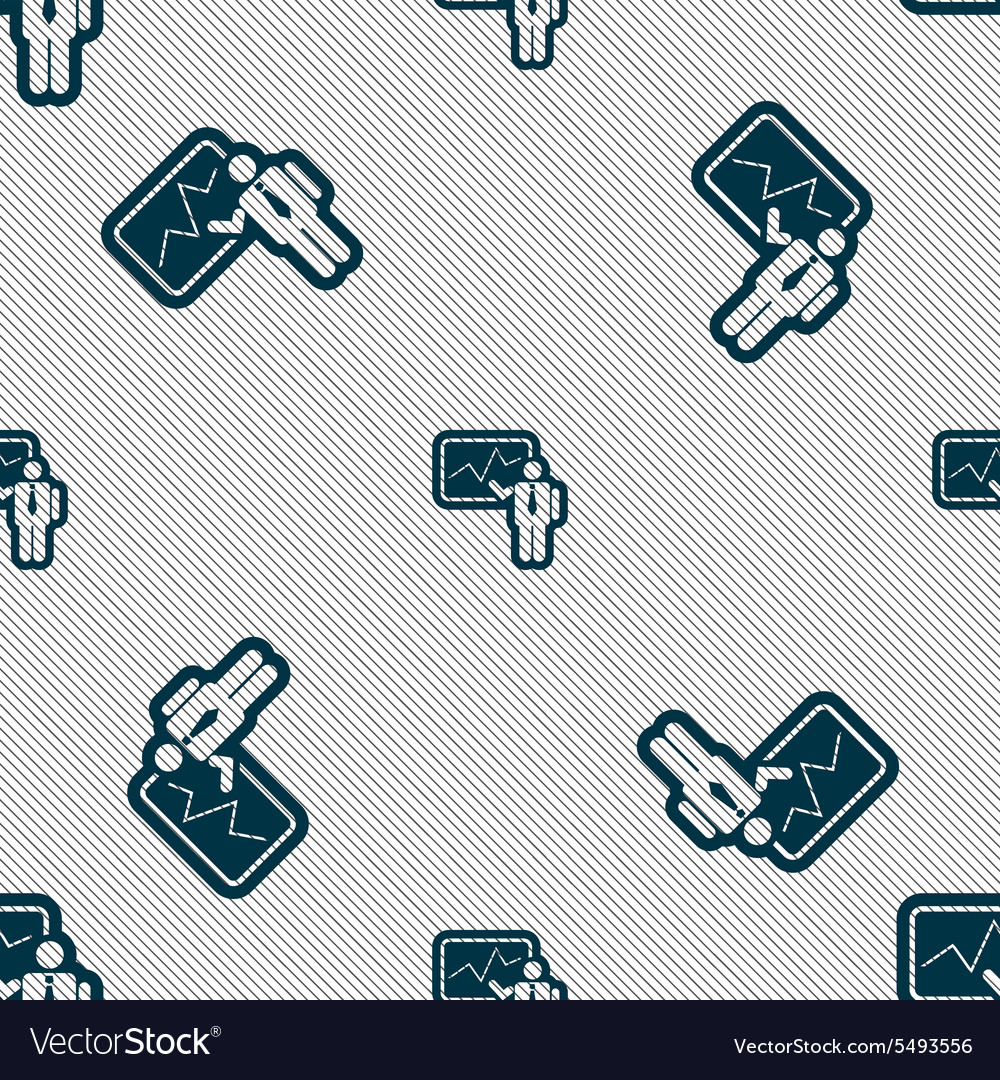 Businessman making report icon sign seamless Vector Image