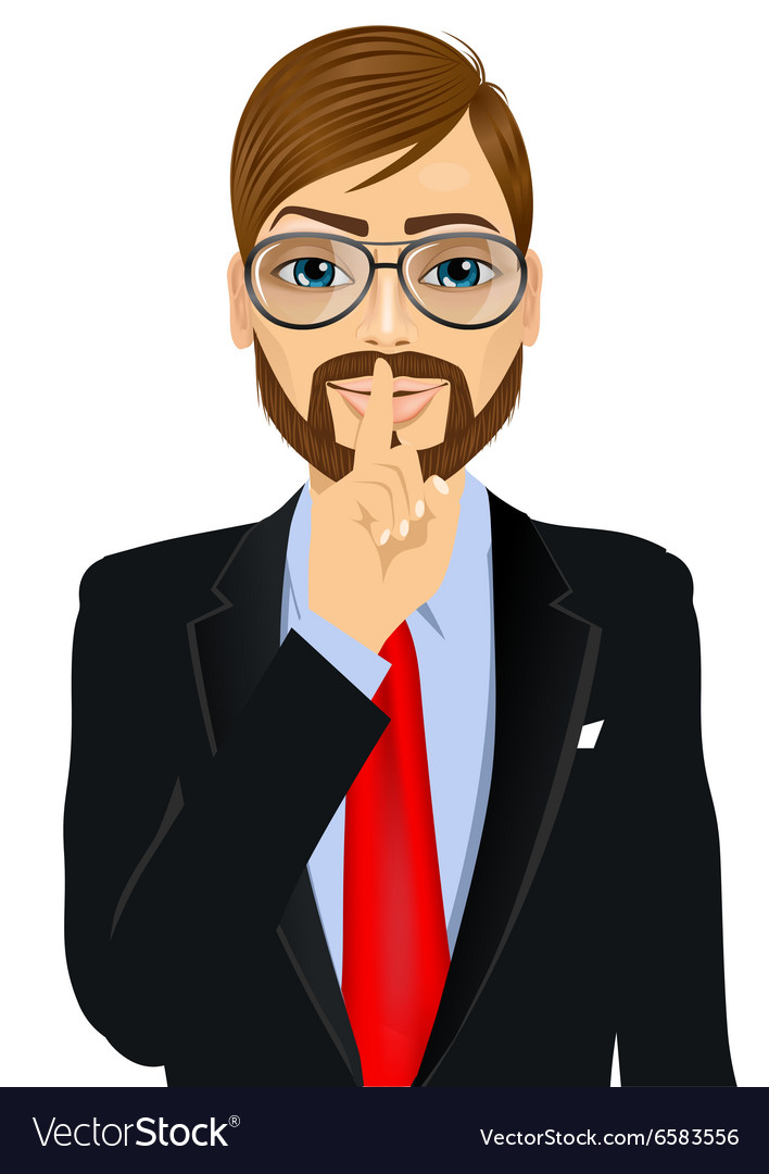 Premium Vector  Businessman standing making be quiet