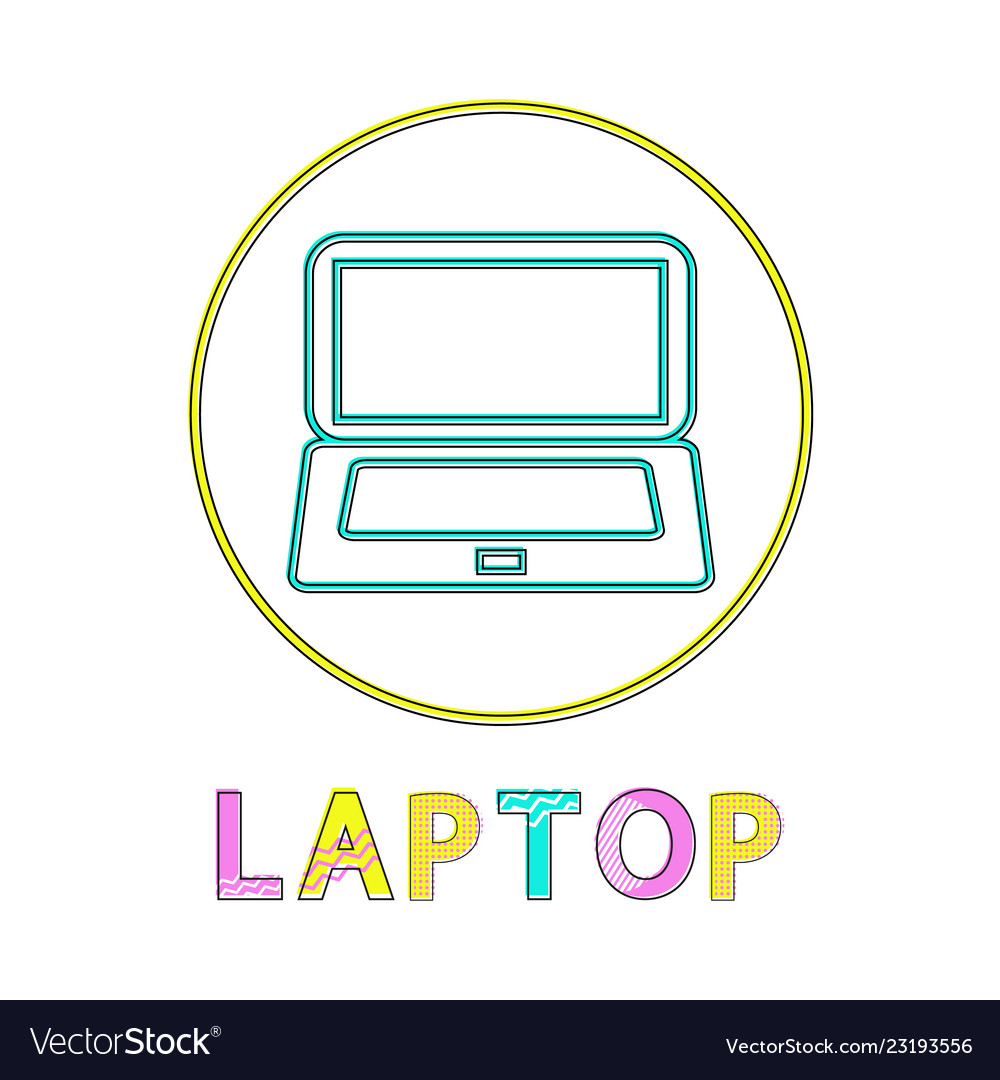 Laptop round linear bright icon for modern apps