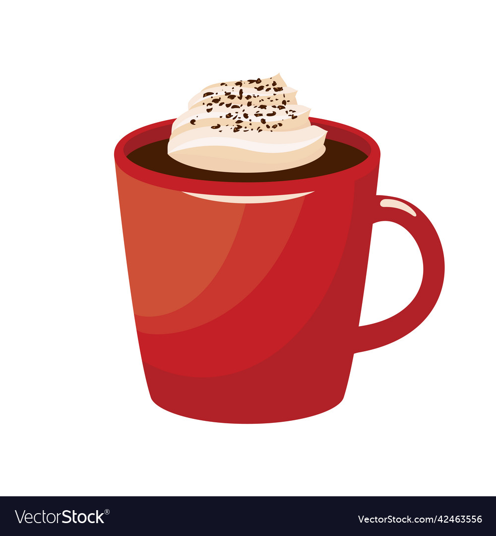 Red cup of cocoa with whipped cream icon