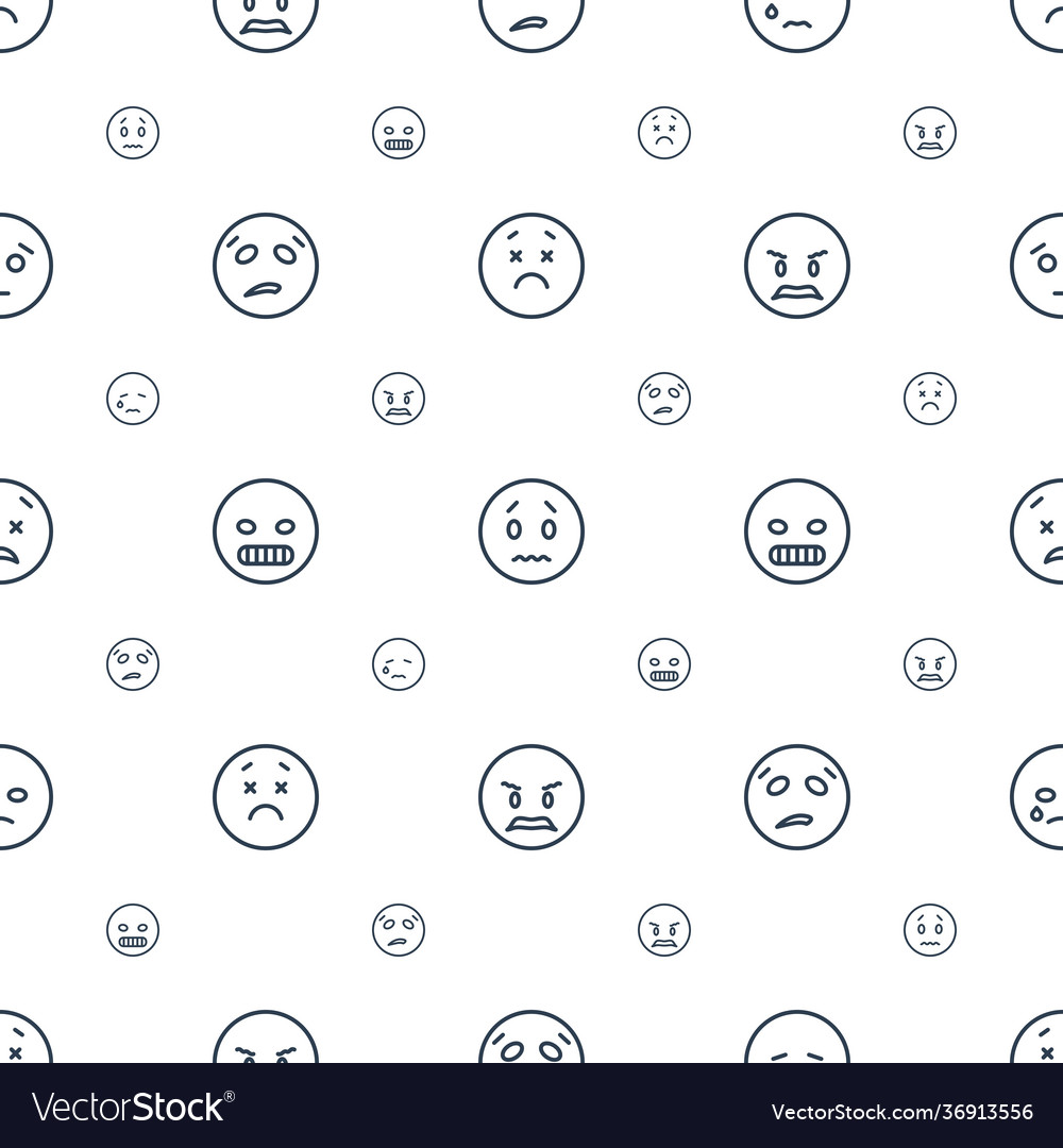 Sad icons pattern seamless white background