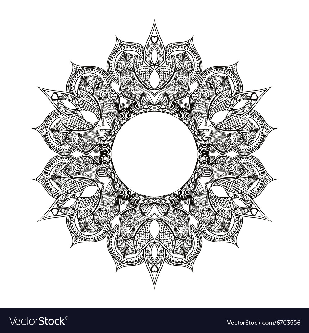 Download Zentangle stylized Round Indian Arabic Mandala Vector Image