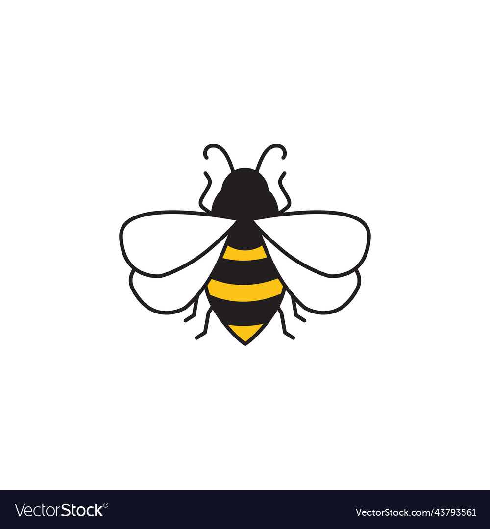 Bee line art icon design template Royalty Free Vector Image