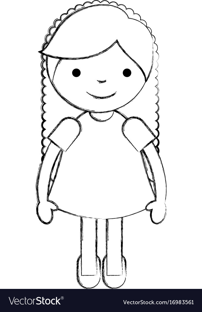 Cute little girl character Royalty Free Vector Image