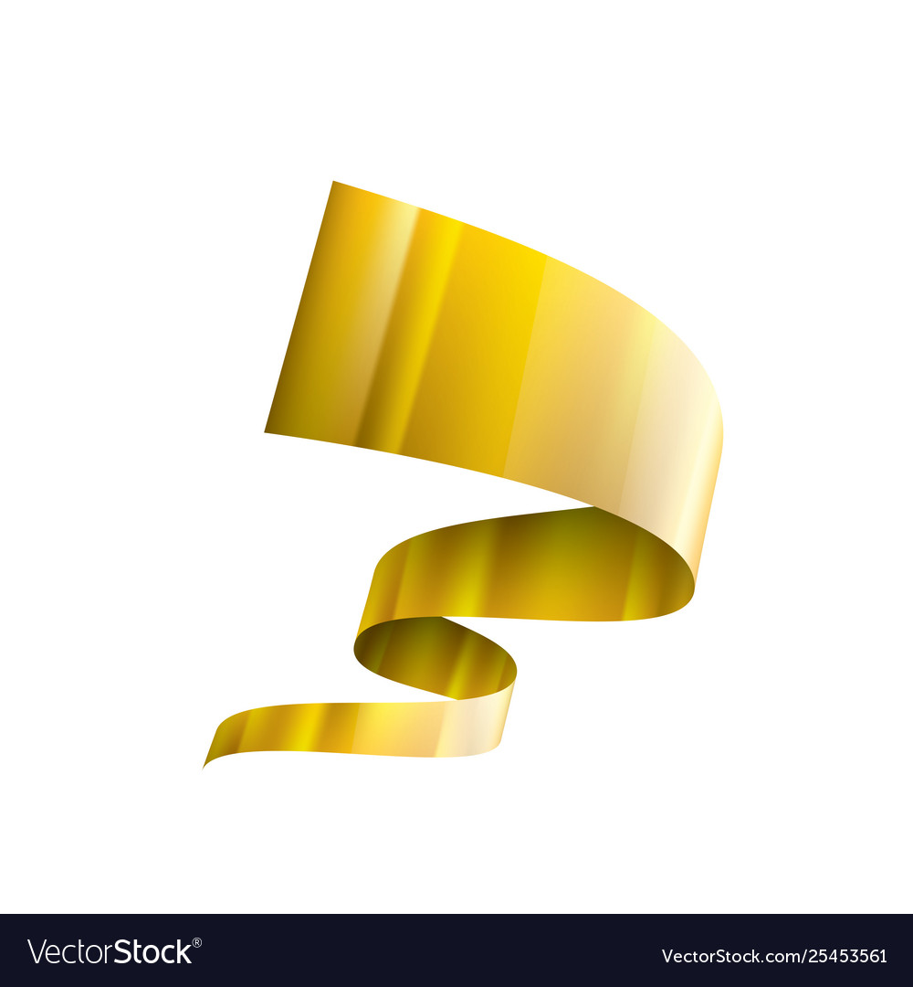 Golden ribbon on white background