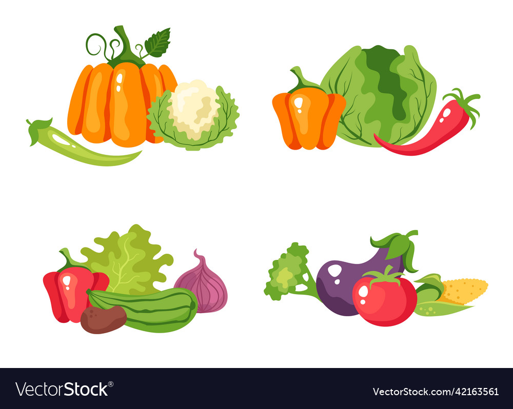 Group of vegetables isolated set Royalty Free Vector Image