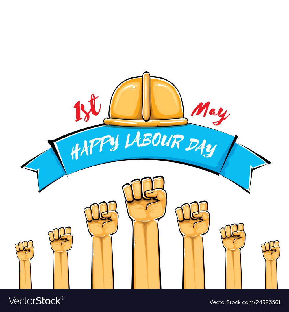 Happy labour day label with strong orange