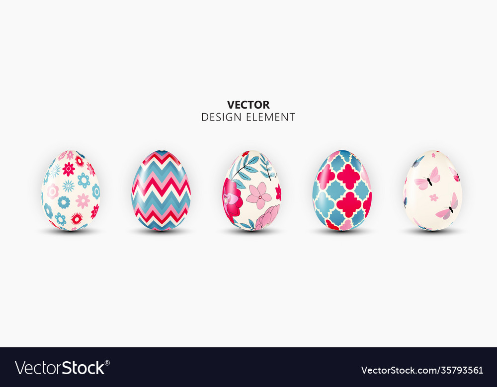 Realistic 3d easter egg design element collection