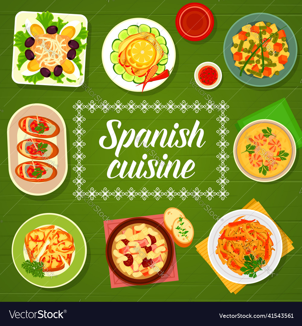 Spanish cuisine restaurant menu cover Royalty Free Vector