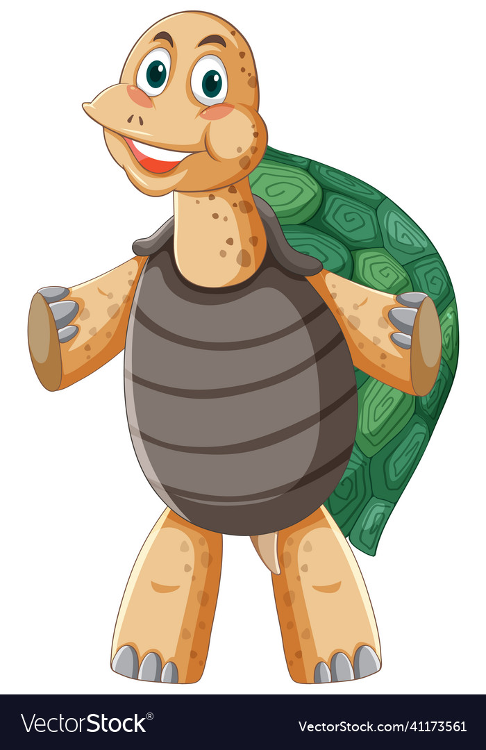 Turtle with green shell in cartoon style Vector Image