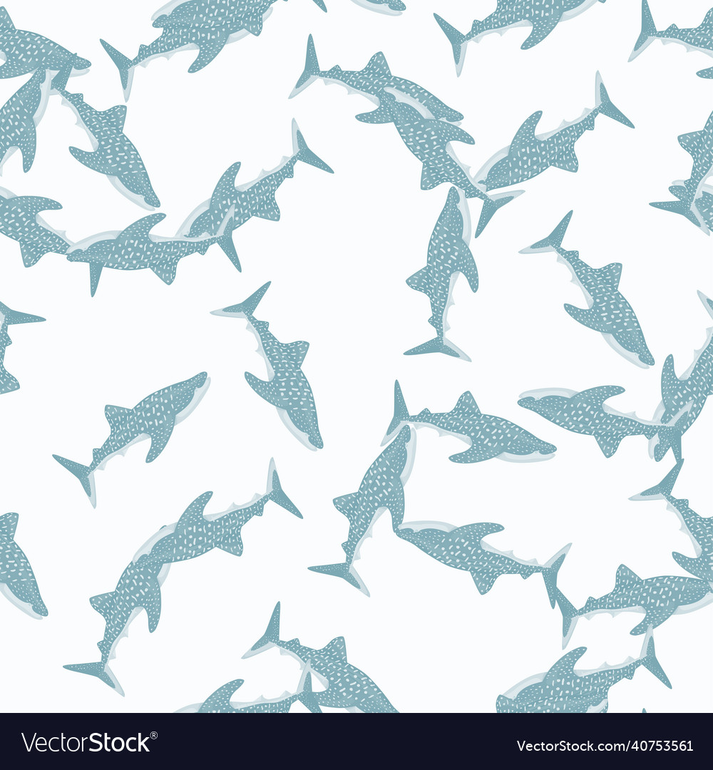 Whale shark seamless pattern in scandinavian