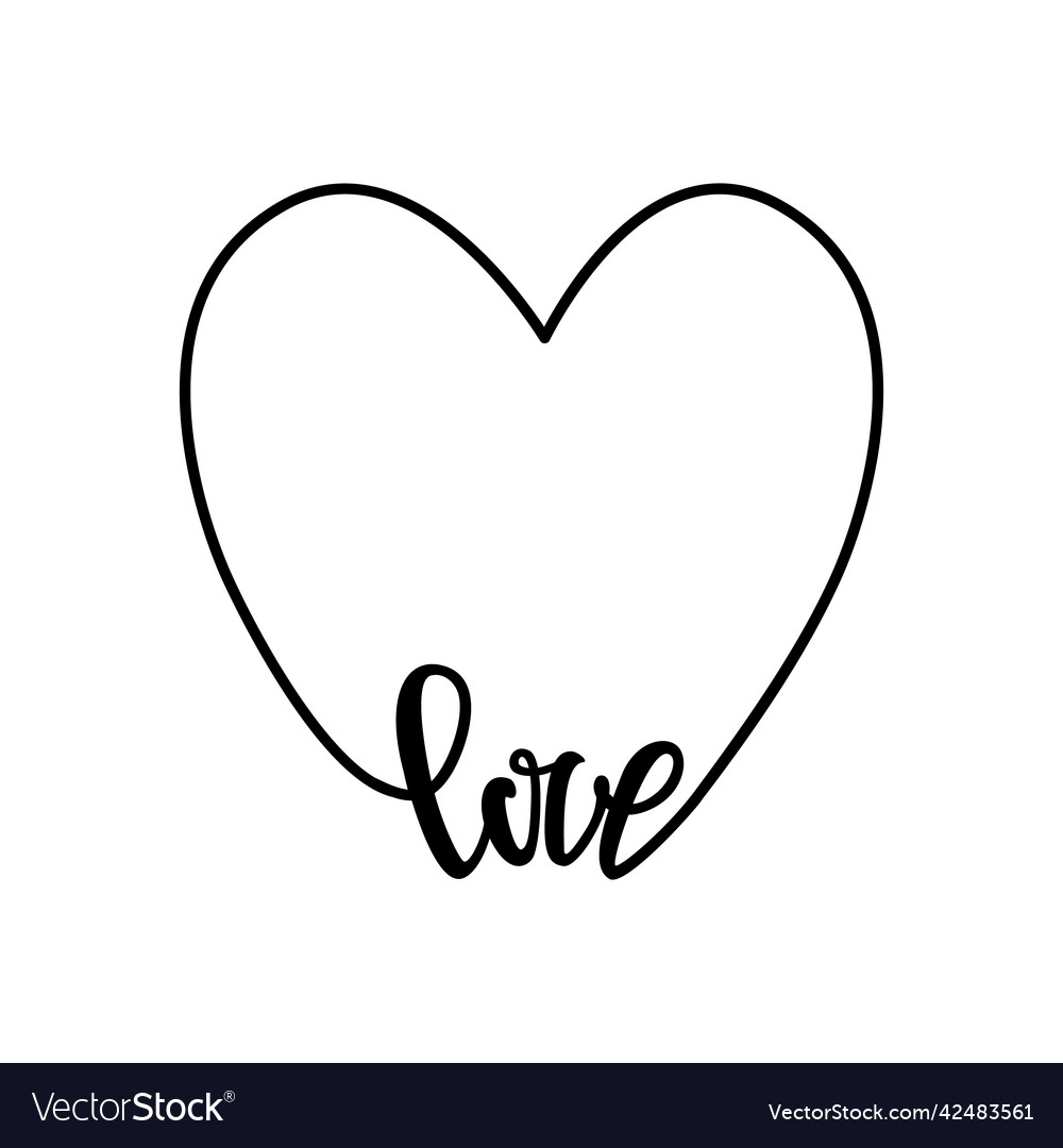 Word love in the form of a heart love Royalty Free Vector