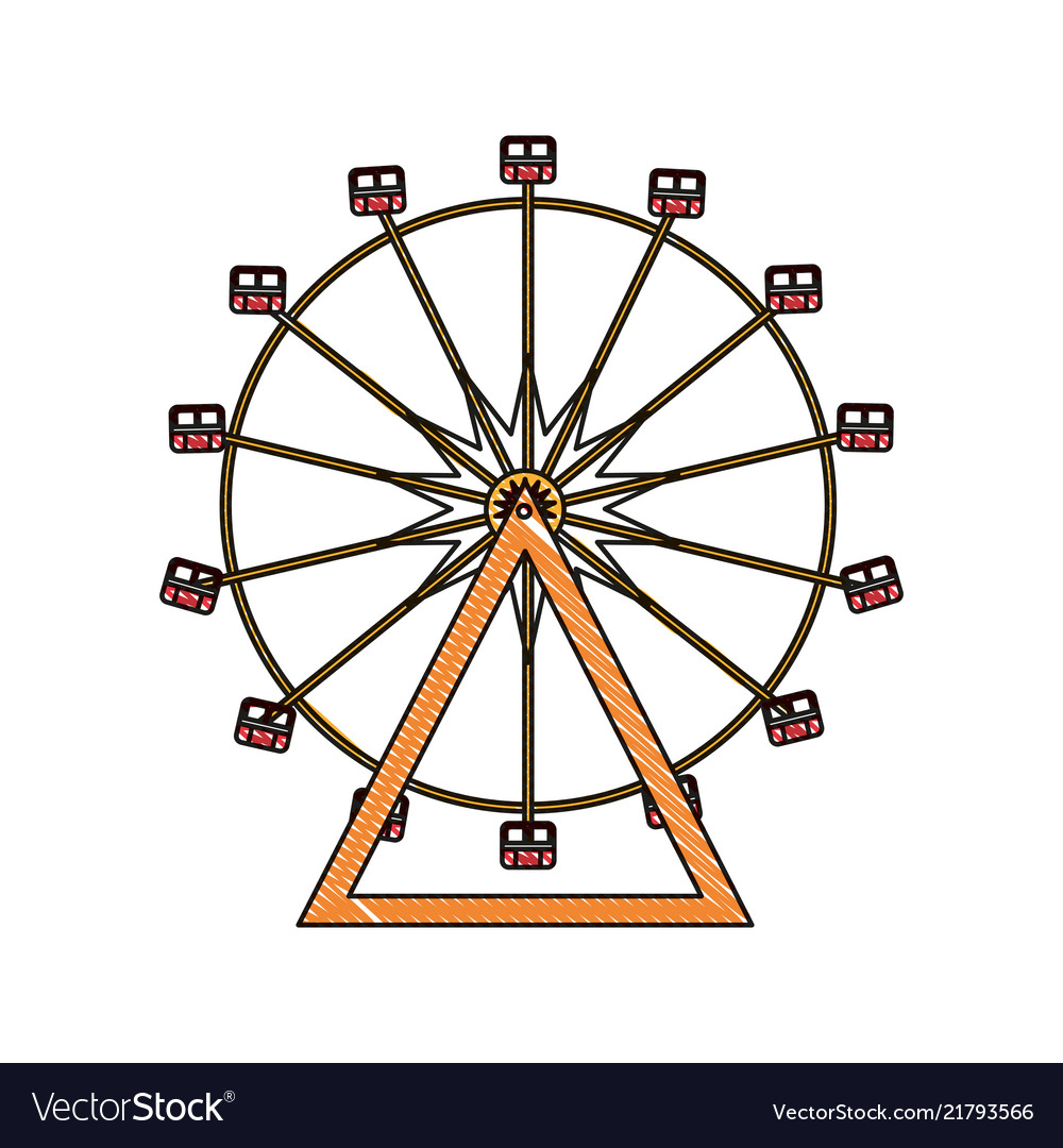 Doodle ferris wheel mechanical carnival game Vector Image