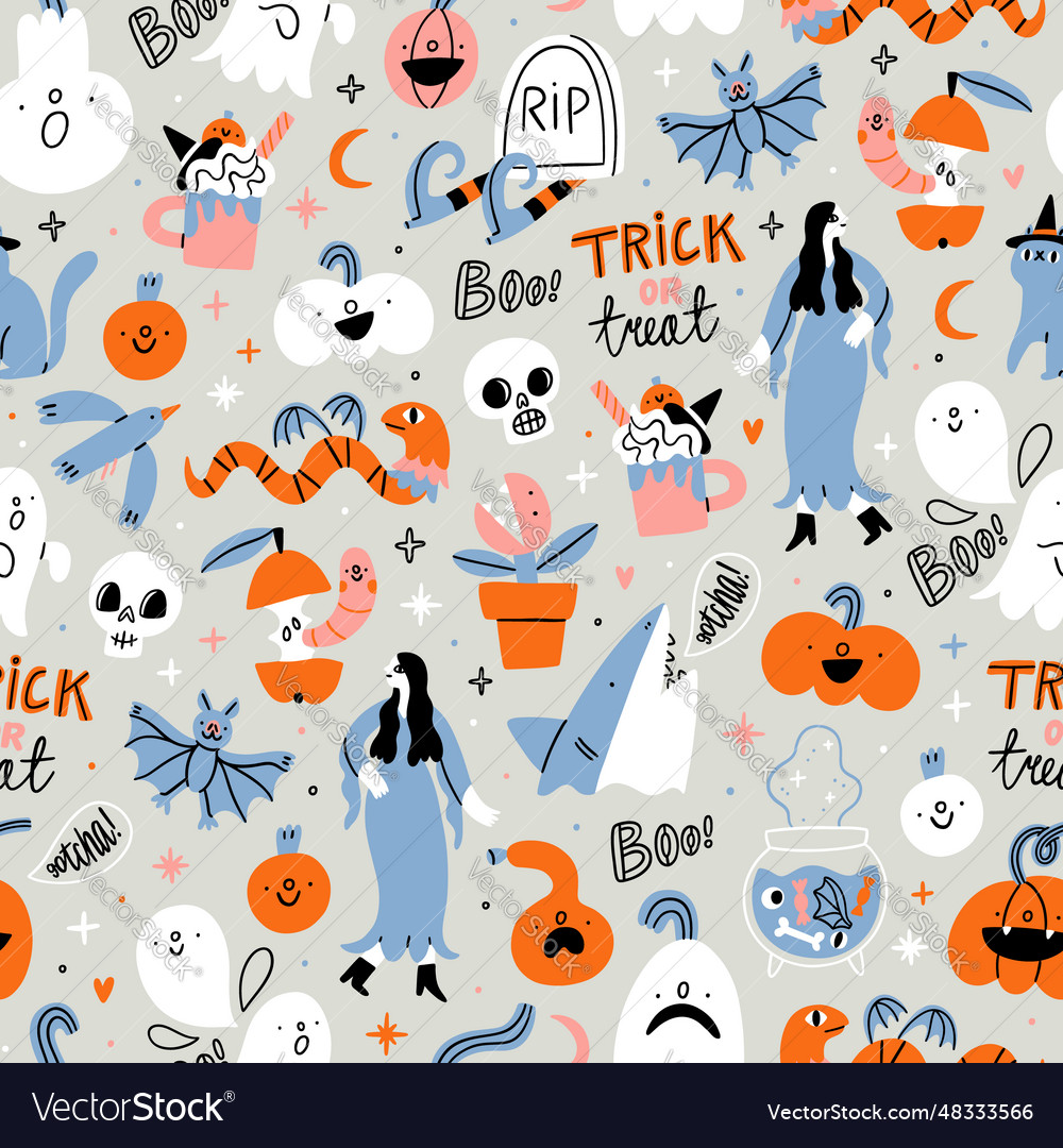 Halloween party doodles pattern Royalty Free Vector Image