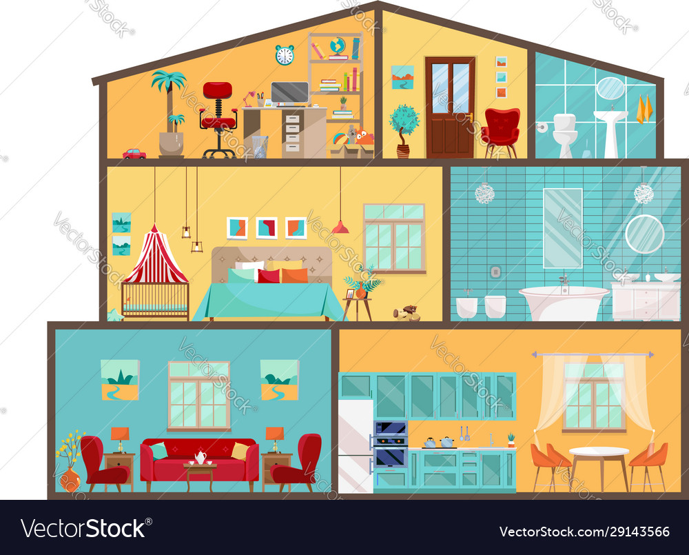House Model From Inside Detailed Interiors With Vector Image Inside Detailed Interiors With Vector Image