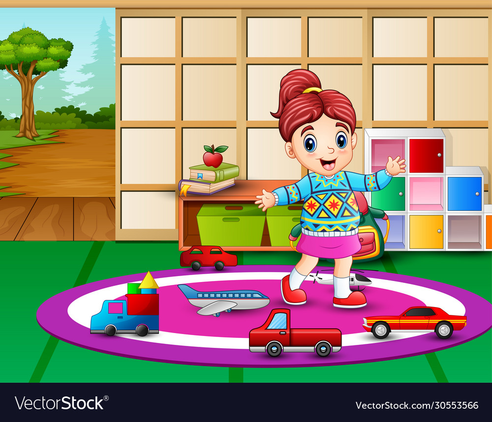 Little girl play in kindergarten Royalty Free Vector Image