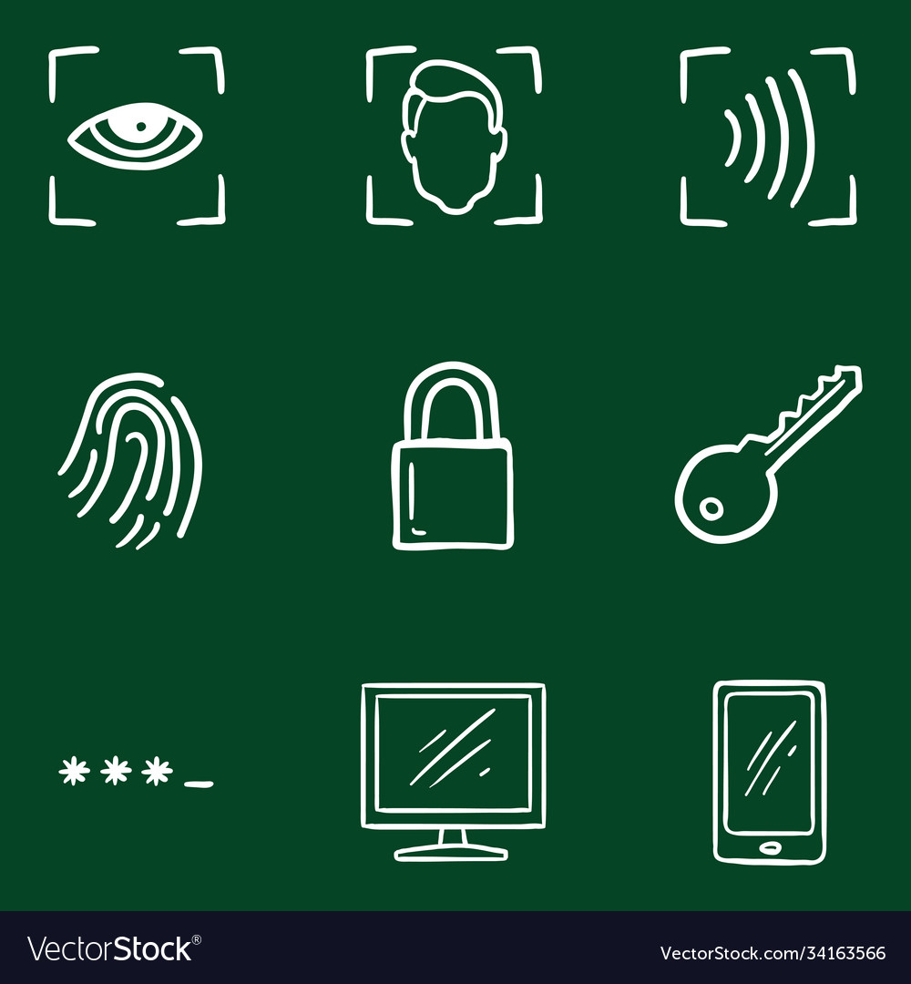 Set hand drawn cyber security icons