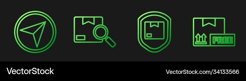Set line delivery pack security with shield Vector Image